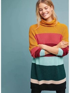 Farm Rio x Anthropologie Boldly Striped Sweater Dress XS Multicolor
